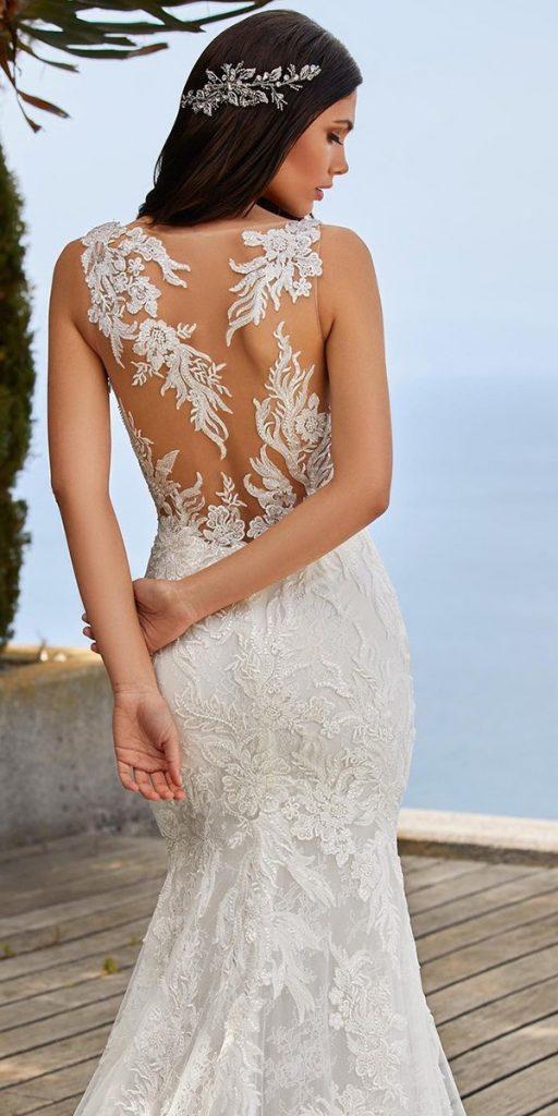 lace back wedding dresses tattoo effect back beach pronovias