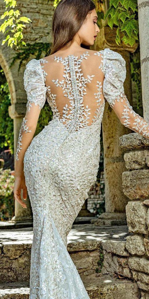 lace back wedding dresses with illusion long sleeves tattoo effect juliakontogruni