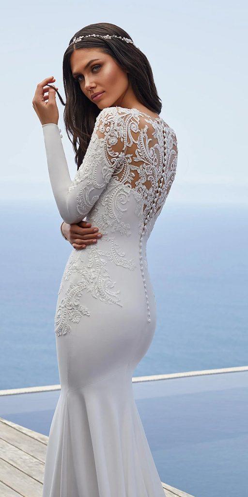 lace back wedding dresses with long sleeves pronovias