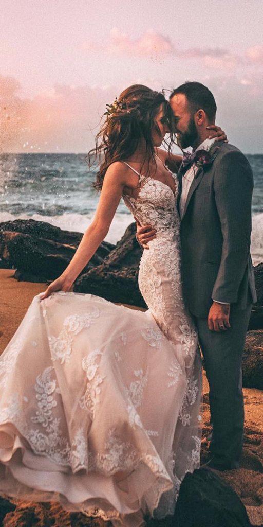 lace bridal gowns mermaid with spaghetti straps sweetheart neckline beach morileeofficial