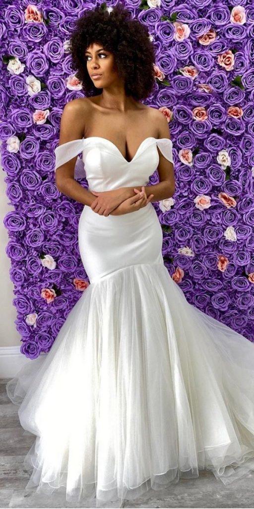 mermaid wedding dresses simple off the shoulder sweetheart neckline allurebridals