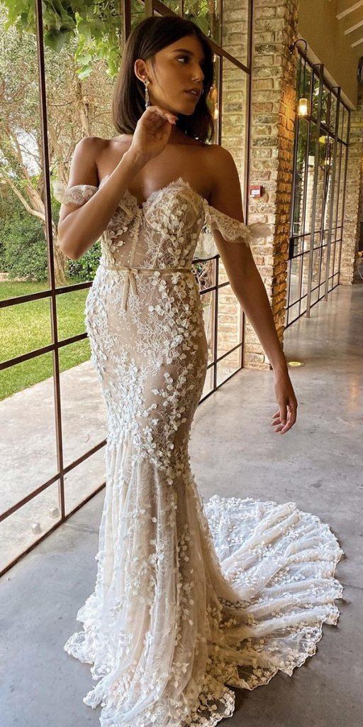 mermaid wedding dresses sweetheart neckline floral appliques berta