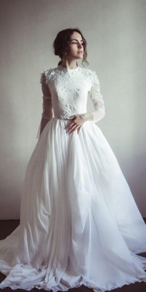 modest wedding dresses with sleeves ball gown simple romantic cathytelle