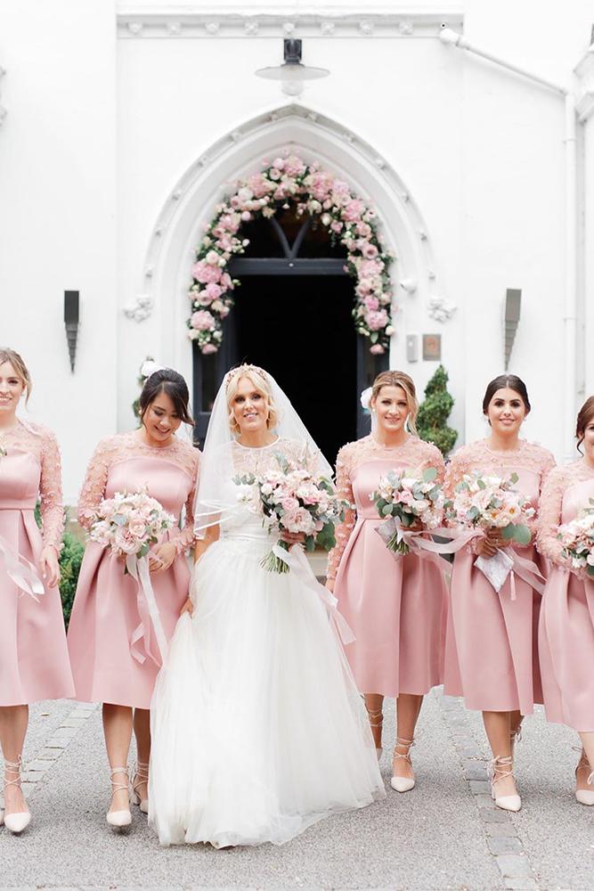 short bridesmaids dresses pink with sleeves whitestagweddings