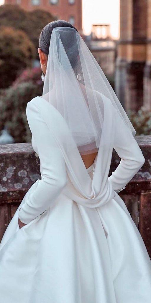 simple wedding dresses with sleeves ball gown low back winter fall steven khalil
