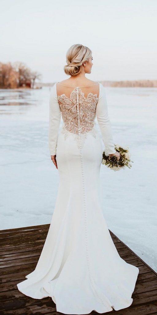 vintage lace wedding dresses mermaid with long sleeves tattoo effect back justinalexander
