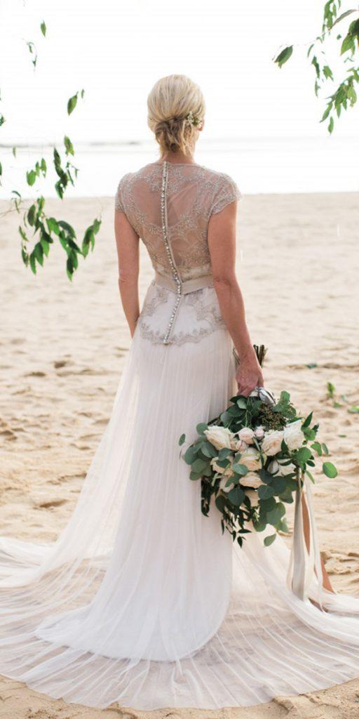 vintage lace wedding dresses sheath with cap sleeves country rustic gwendolynne