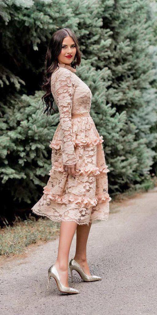 winter wedding guest dresses tea length with long sleeves lace rachelparcell