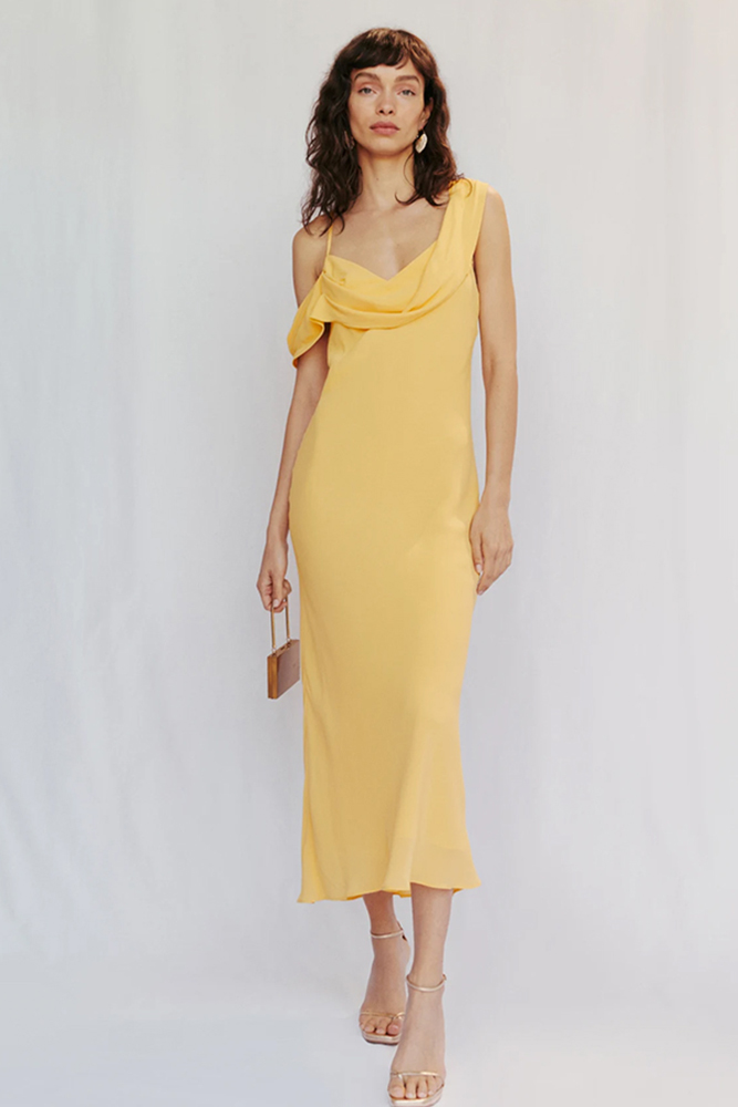 yellow cheap bridesmaid dresses simple beach thereformation