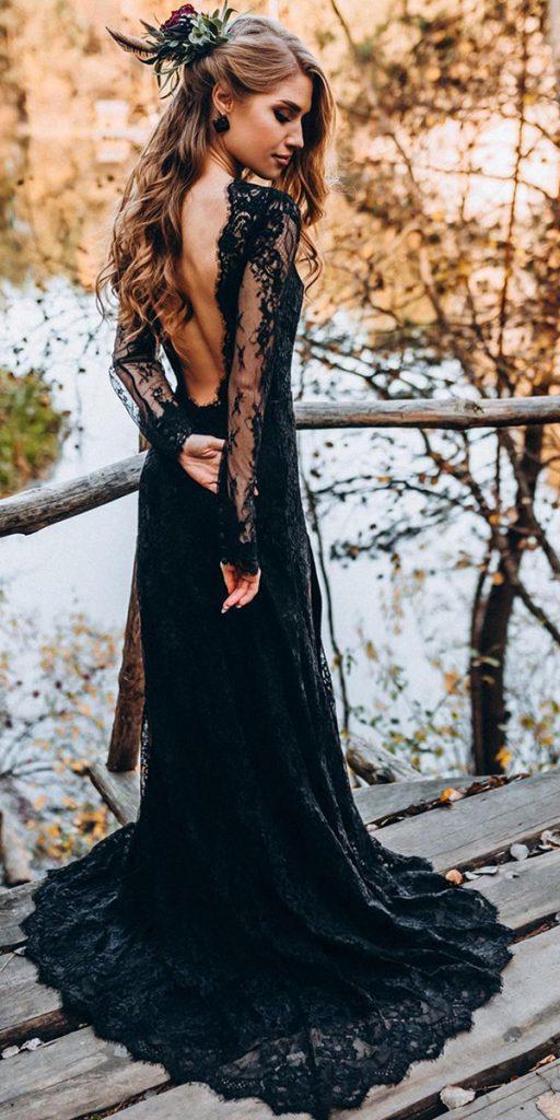 Black wedding dress with hotsell long train