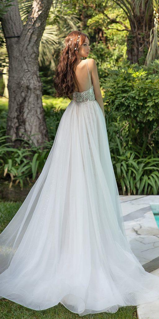 bohemian wedding dresses a line low back with spaghetti straps sexy lucesposa