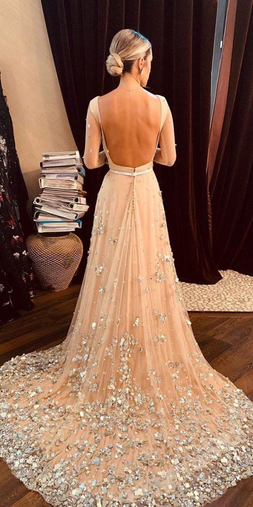 bohemian wedding dresses a line with long sleeves backless with train floral rubenhernandezcostura