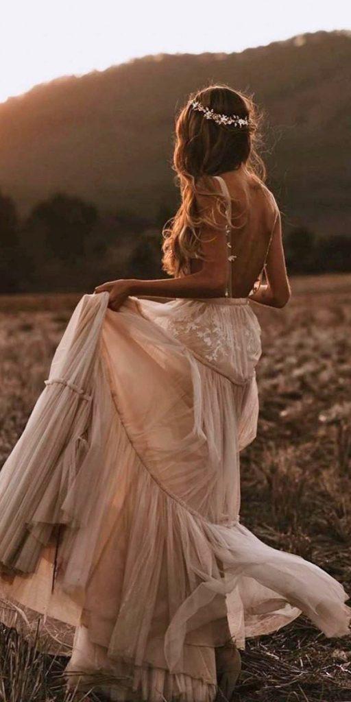 country wedding dresses a line v back bohemian berta