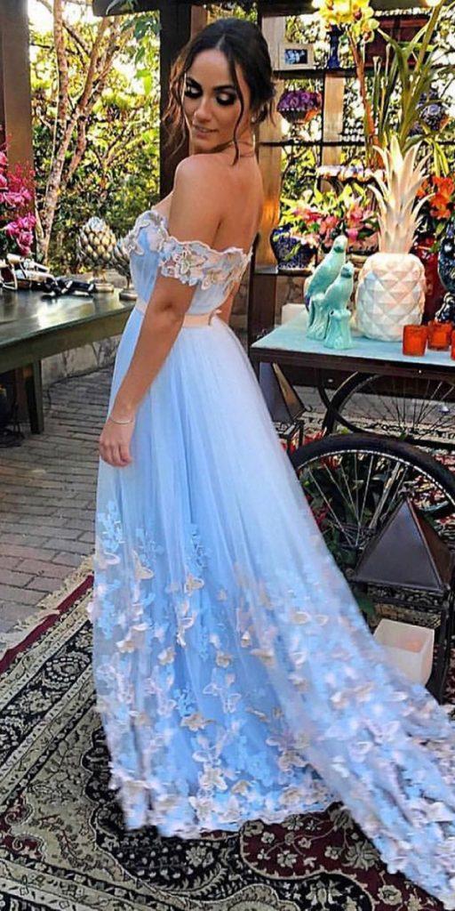 fall wedding guest dresses a line floral appliques blue isabellanarchi