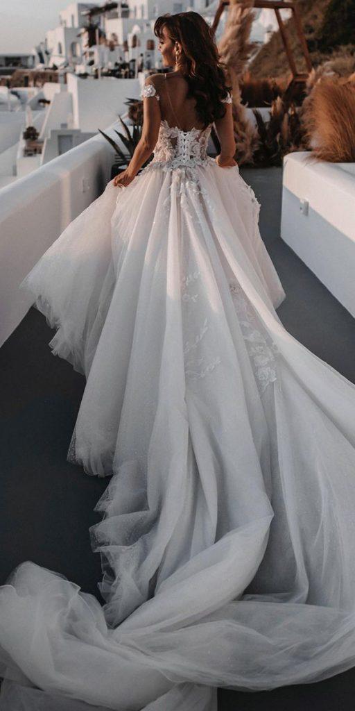 lace ball gown wedding dresses low back with train galialahav