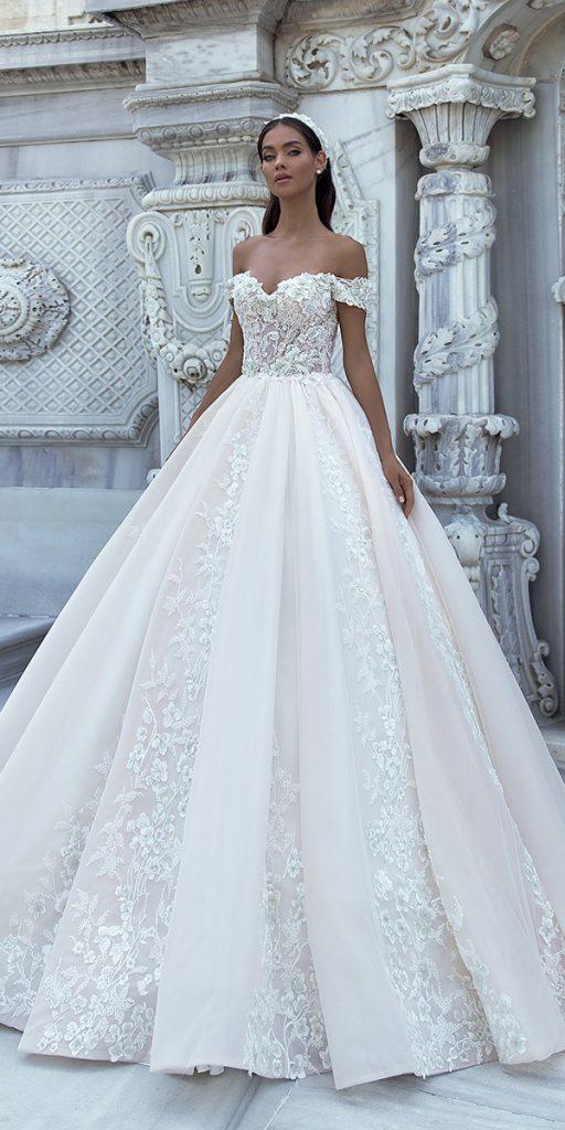 lace ball gown wedding dresses sweetheart neckline off the shoulder lucesposa