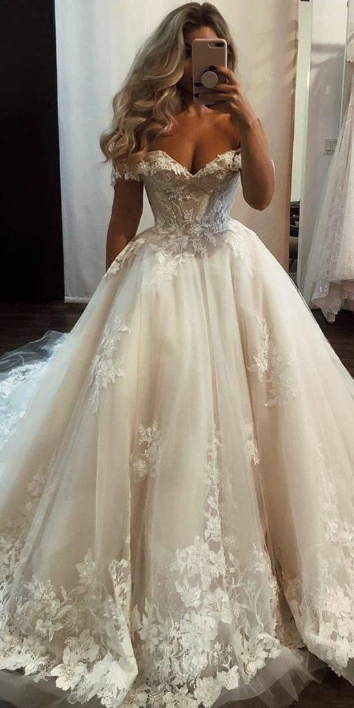 lace ball gown wedding dresses sweetheart neckline strapless romantic chicparisien