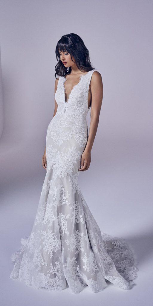 lace beach wedding dresses mermaid v neckline sexy suzanneneville
