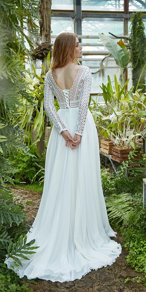 lace wedding dresses with sleeves a line v back with long sleeves bohemian kira nova
