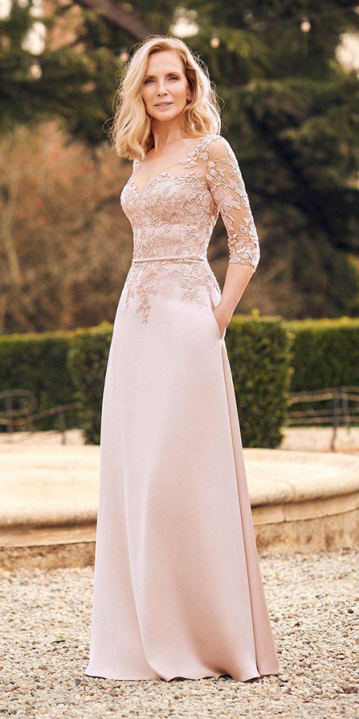 long mother of the bride dresses with sleeves lace pink sanpatrick