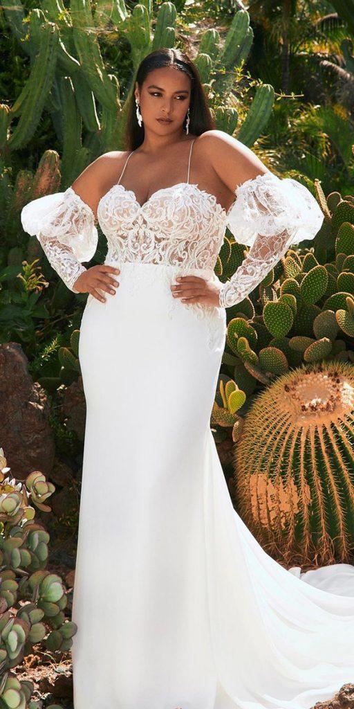 plus size wedding dresses off the shoulder with spaghetti straps lace pronovias