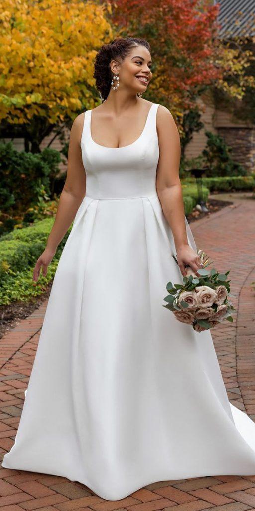 plus size wedding dresses simple a line square neckline sareh nouri