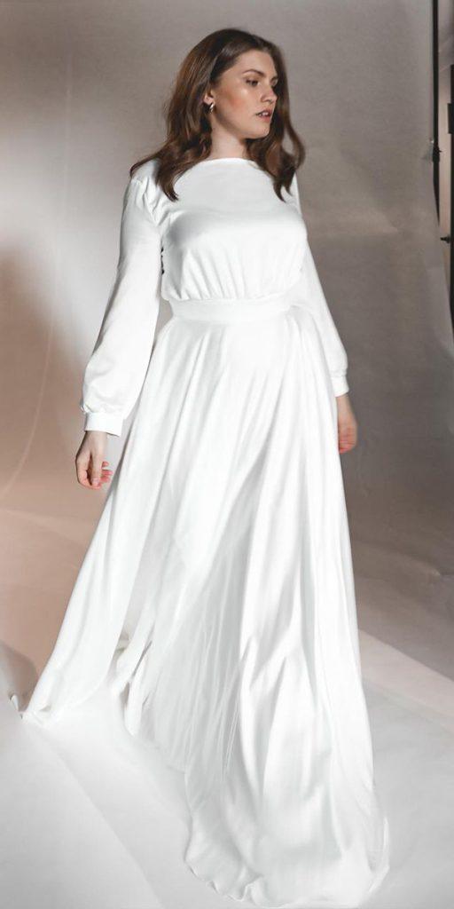 plus size wedding dresses simple a line with long sleeves oliviabottega