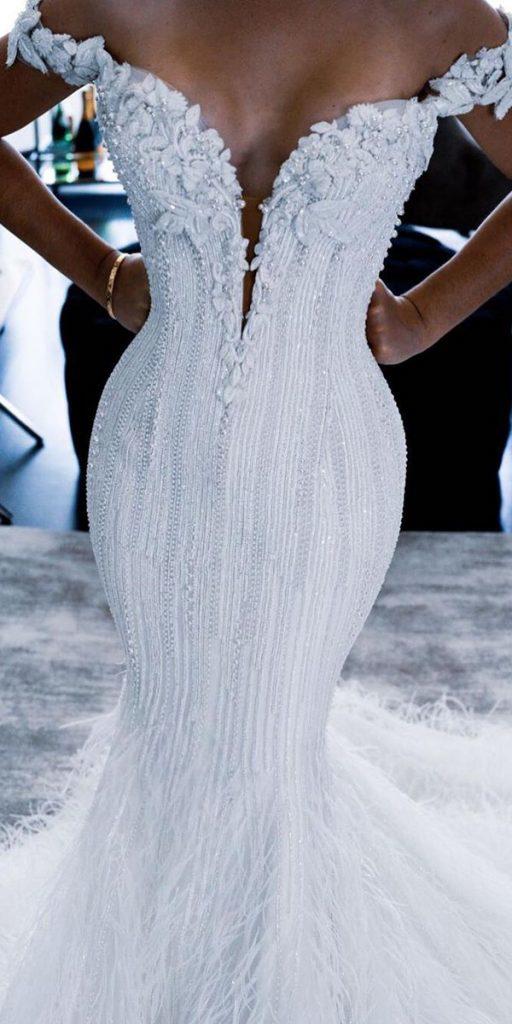 sweetheart mermaid wedding dresses strapless neckline off the shoulder sexy leahdagloria