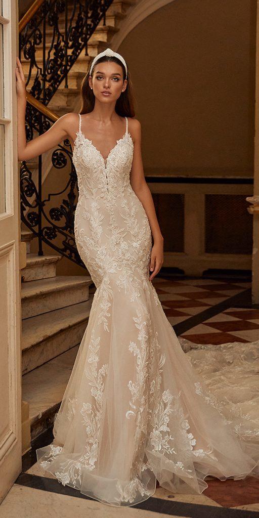 sweetheart mermaid wedding dresses sweetheart neckline with spaghetti straps with train moonlight