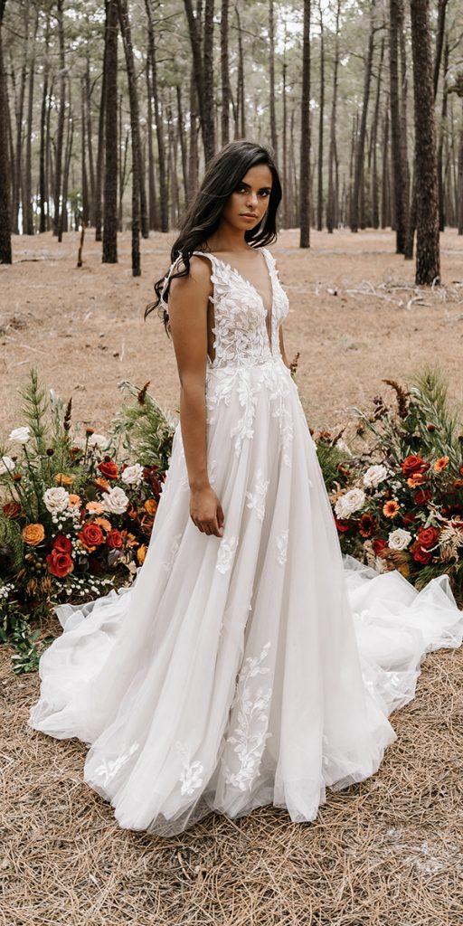 top wedding dresses a line boho floral appliques white april