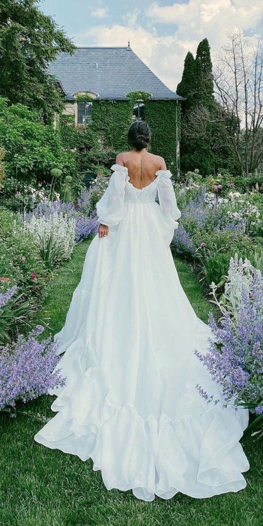 trendy wedding dresses simple with sleeves low back train moniquelhuillier