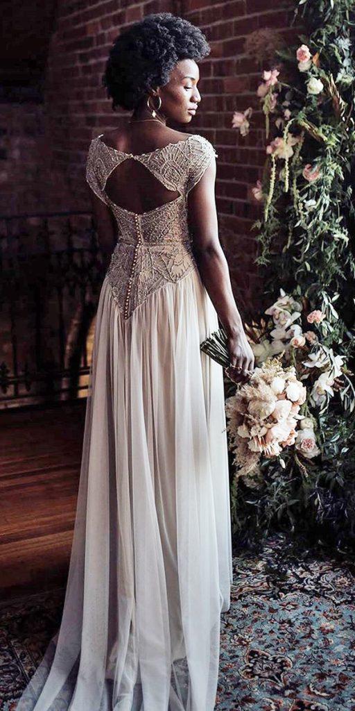 vintage wedding dresses sheath lace top open back rustic gwendolynne