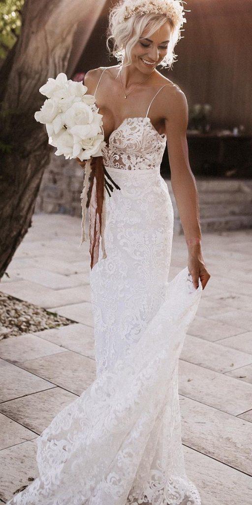 vintage wedding dresses sheath with spaghetti straps sweetheart neckline lace goddessbynature