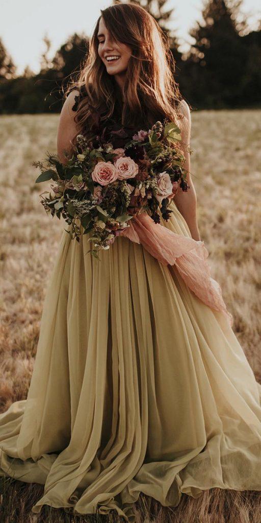 colored wedding dresses yellow country boho sweetcaroline