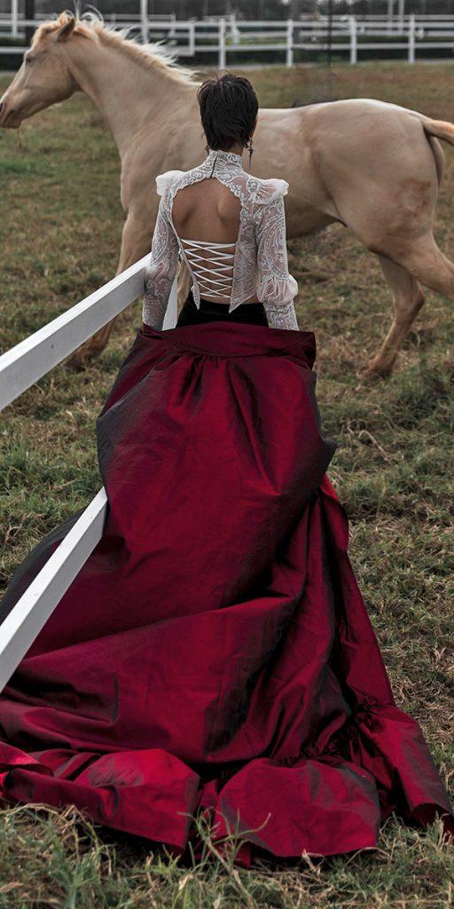 gothic wedding dresses red lace top victorian style kimkassascouture