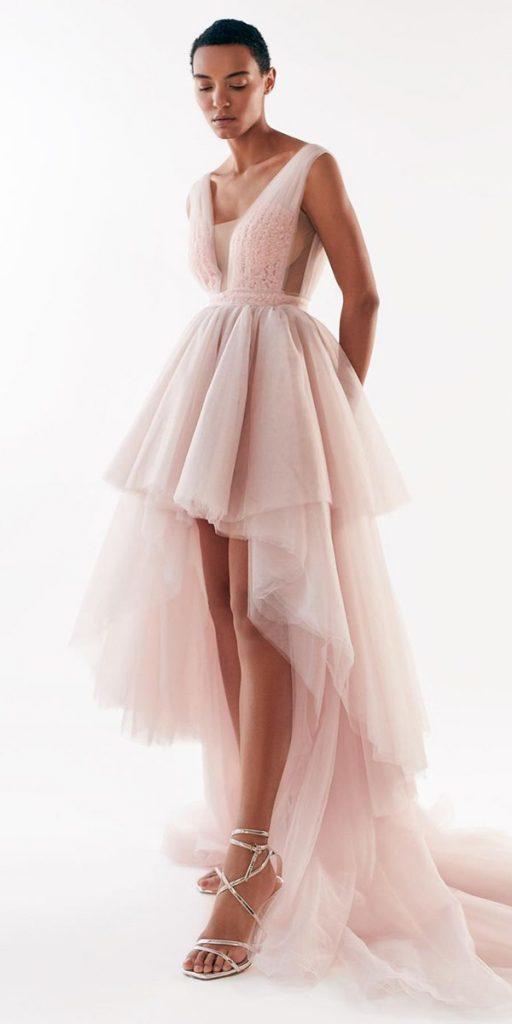 high low wedding dresses blush simple beach sexy millanova