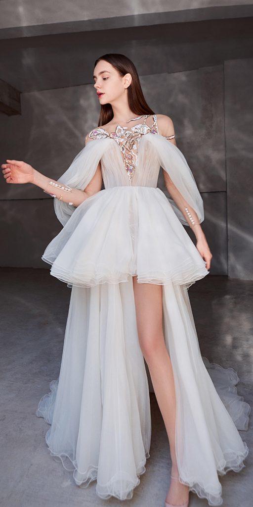 high low wedding dresses simple sexy deep v neckline beauti comme toi