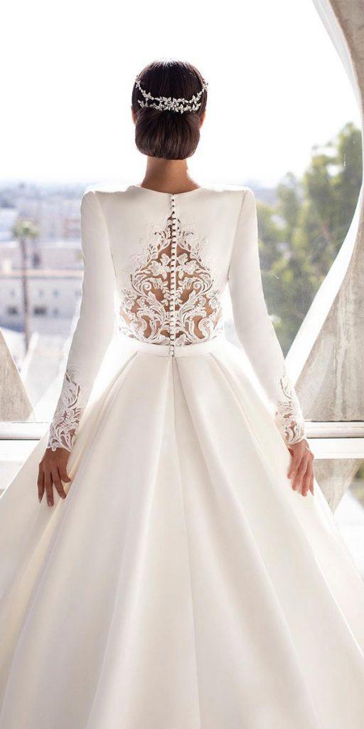 lace back wedding dresses with long sleeves pronovias