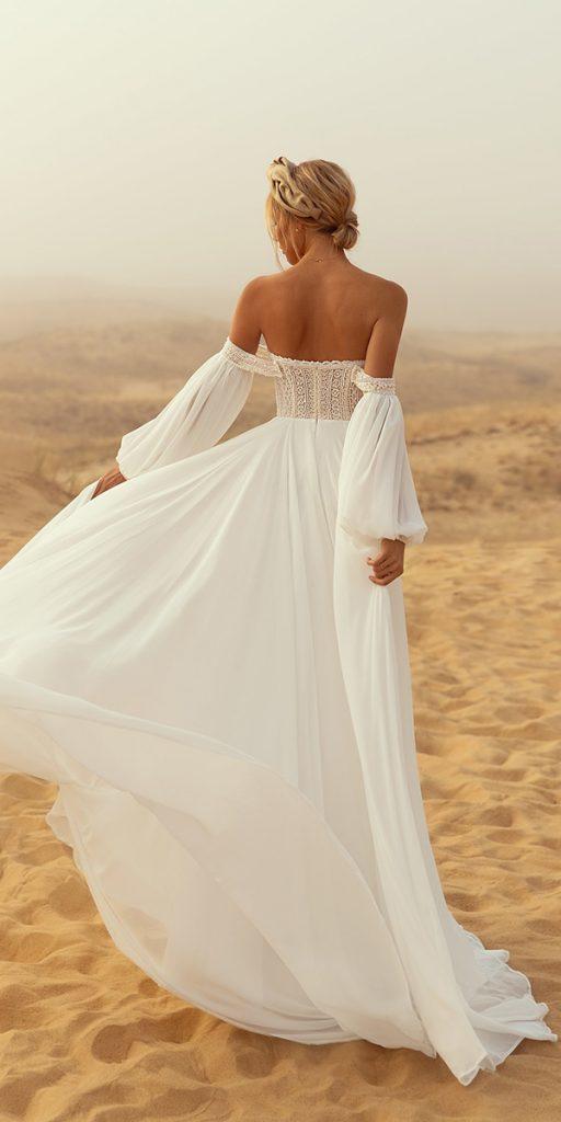 long sleeve wedding dresses a line off the shoulder bohemian lucesposa
