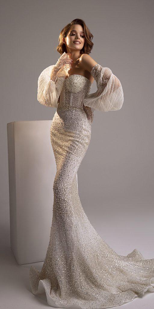 mermaid wedding dresses with sleeves sweetheart neckline