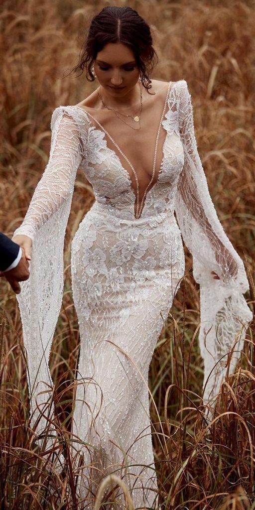 rustic wedding dresses trumpet with sleeves lace vintage galialahav