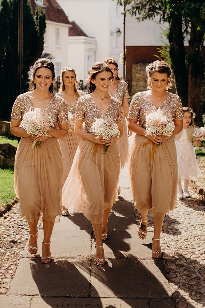 sequin bridesmaid dresses knee length with cap sleeves gold richard skins photo