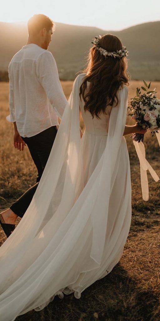 simple wedding dresses a line rustic bohemian with cape adinistorfoto