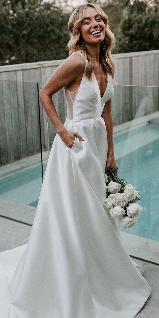 simple wedding dresses a line with spaghetti straps beach chosenbyone