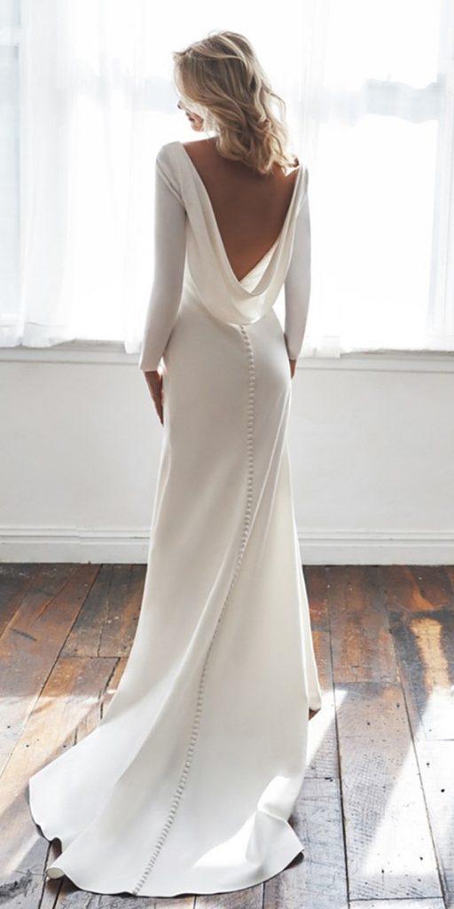 simple wedding dresses sheath low back with long sleeves anne barge