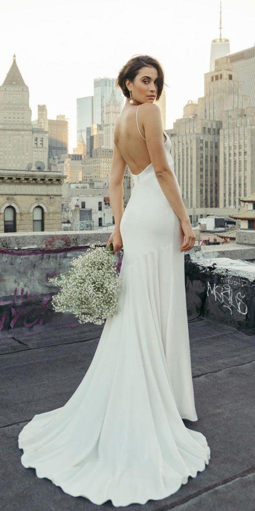 simple wedding dresses sheath with spaghetti straps low back jennyyoonyc