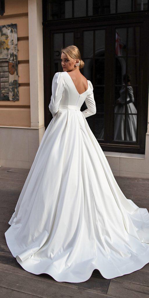 simple wedding dresses with sleeves ball gown low back kira nova