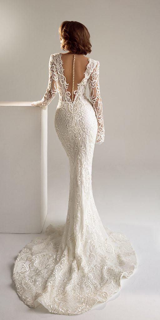 vintage wedding dresses with sleeves mermaid v back illusion lace royaldi