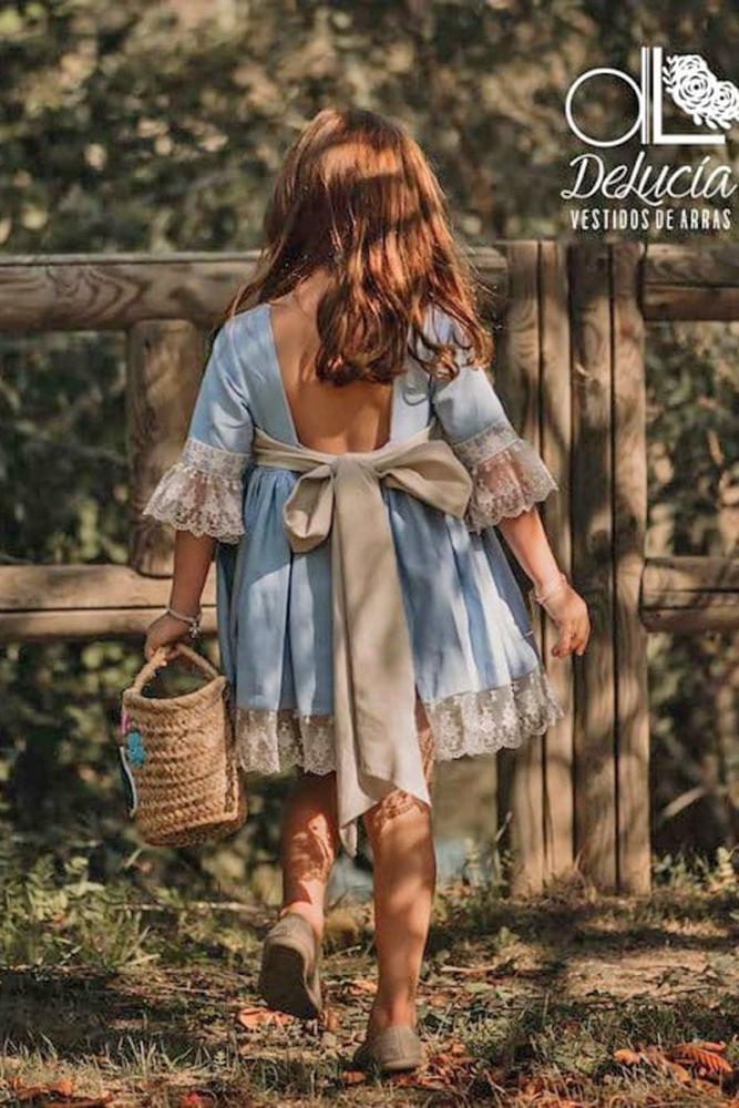 country flower girl dresses low back with bow rustic country deluciavestidosdearras