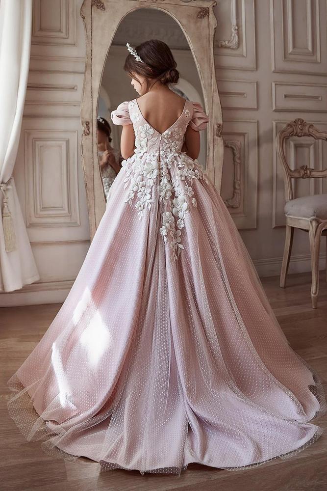country flower girl dresses pink low back with 3d floral vintagerosebyhannahaj
